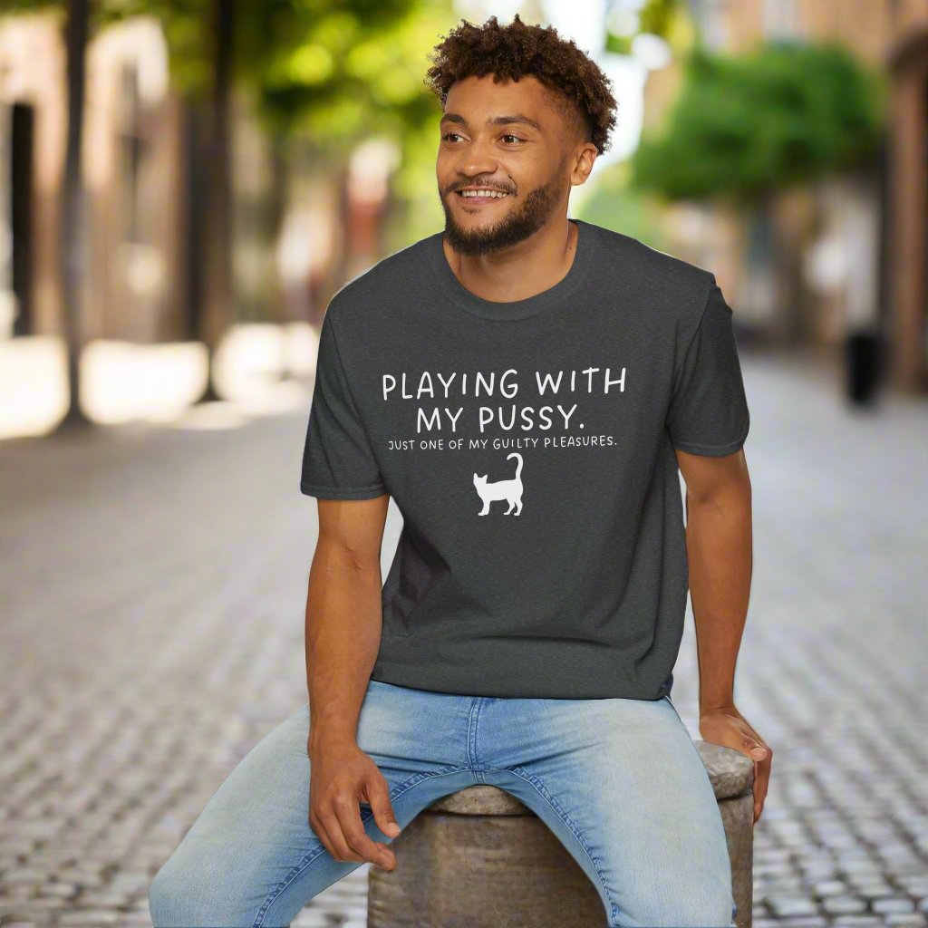 Cat Lover Unisex Softstyle T-Shirt - Playing With My Pussy